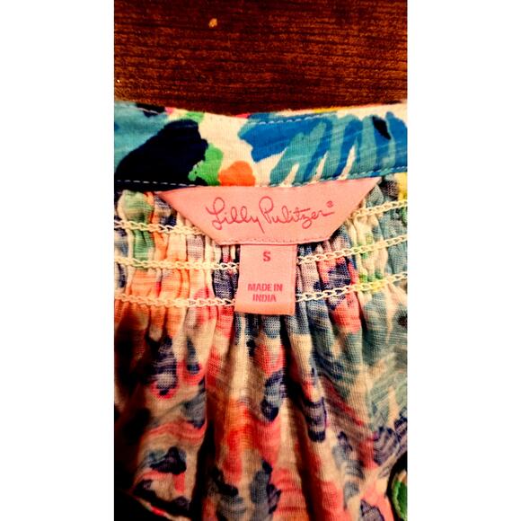 Lilly Pulitzer Essie Top Dive In Sleeveless Tank Top Gold Buttons Sz S - Picture 6 of 11